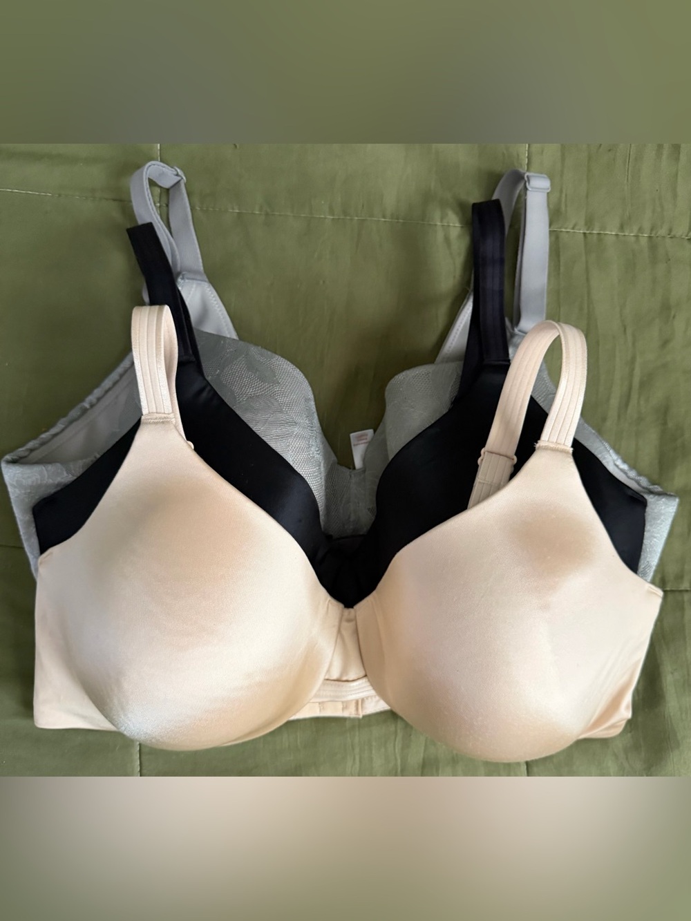 BUNDLE Bali and Cacique Bra Trio - Beige, Black, Gray